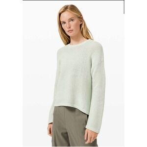 Lululemon Easy Embrace Long Sleeve Sweater Size XS /Small Island Mist Crew Knit